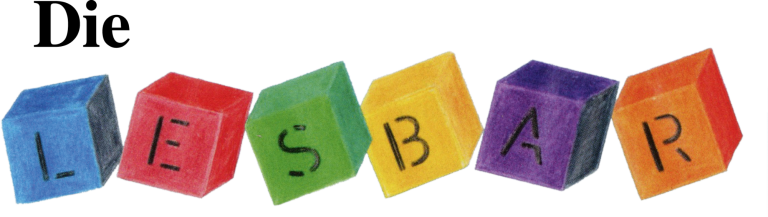 Bunte Würfel mit Buchstaben L,E,S,B,A,R bilden das Logo der Lesbar